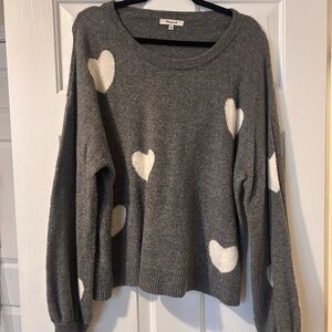 Gray Heart Pattern Sweater